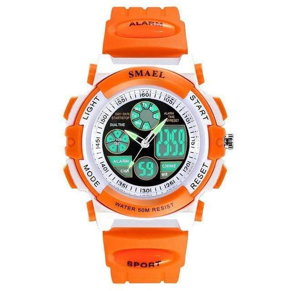 Planet Gates Oranage Dual Brand Children Watches For Girls Digital Lcd 50m Waterproof Wristwatches Led Student Gift