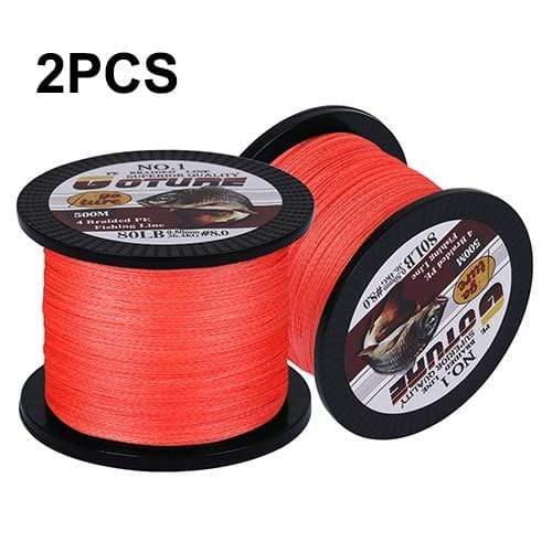 Planet Gates Orange / 0.4 2pcs 500M PE Braided Fishing Line Multifilament 4 Strands Fishing Cord Carp Fishing Lines 12-80LB 6 Colors