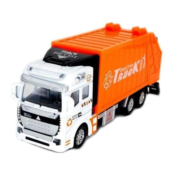 Planet Gates Orange 1:32 Alloy Sanitation Engineering Vehicle Simulation Garbage Truck Model Gift for Children Toys,Pullback,20.5CM