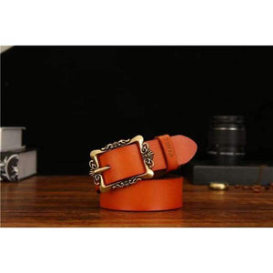 Planet Gates orange / 100cm New Style Genuine Leather Belt Woman Luxury Cow Leather Genuine Woman Embossed Belts Fashion Designer Cow Women's Belt Black