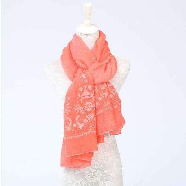 Planet Gates Orange / 200 X 95 cm New Vintga Floral Embroidery Scarf and Wrap for Women Chinese Style 200*95 cm Overlength Retro Flower Beach Shawl