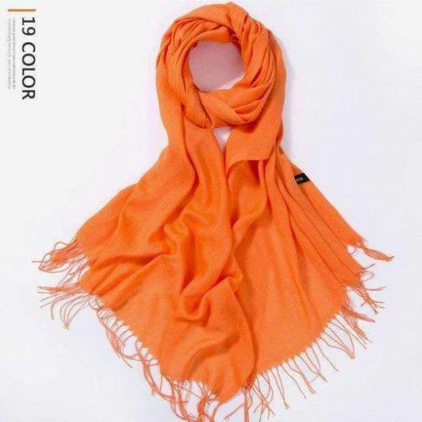 Planet Gates Orange / 216cmX65cm Autumn and Winter Scarf Women Fashion Solid Cashmere scarves for Women Shawls and Wraps 35 Colours
