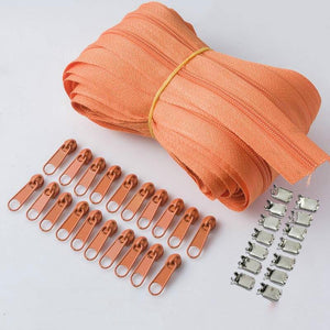 Planet Gates orange / 3# / 10M20PCSilder10Stopp Meetee 10/20M Nylon 3# Coil Zipper With Slider & Stopper For Quilt Bags Tent Invisible Clothing Zip Sewing Crafts Accessories