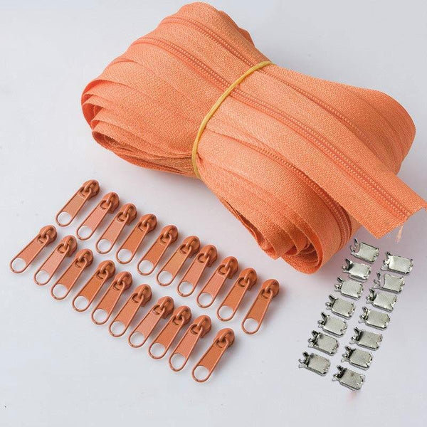 Planet Gates orange / 3# / 10M20PCSilder10Stopp Meetee 10/20M Nylon 3# Coil Zipper With Slider & Stopper For Quilt Bags Tent Invisible Clothing Zip Sewing Crafts Accessories