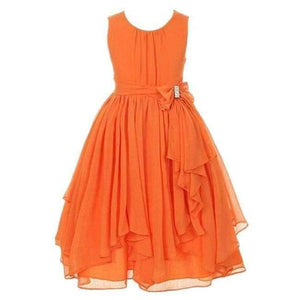 Planet Gates Orange / 3T Summer Girls Princess Dress Sleeveless Bowknot Mesh Girls Party Dress 3-14 Years Kids Teenage Girls Clothing