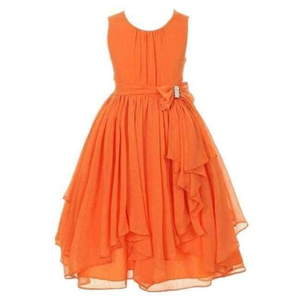 Planet Gates Orange / 3T Summer Girls Princess Dress Sleeveless Bowknot Mesh Girls Party Dress 3-14 Years Kids Teenage Girls Clothing