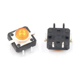Planet Gates Orange 5PCS 1 Set 12X12X7.3 Tactile Push Button Switch Momentary Tact LED 5 Color 12X12X7.3mm 12*12*7.3mm DC12V 50mA