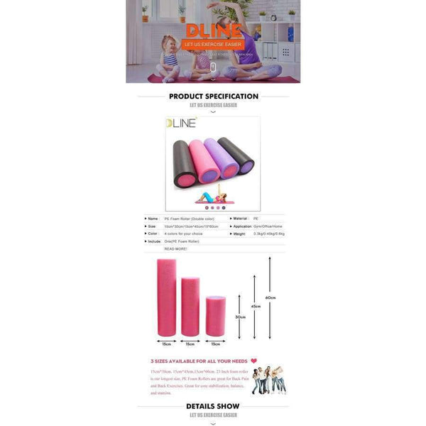 Planet Gates Orange 60x15cm Foam Yoga Grid Foam Roller Yoga Block Pilates Massage Roller Fitness Equipment For gymnastics Body building Exercise Gym