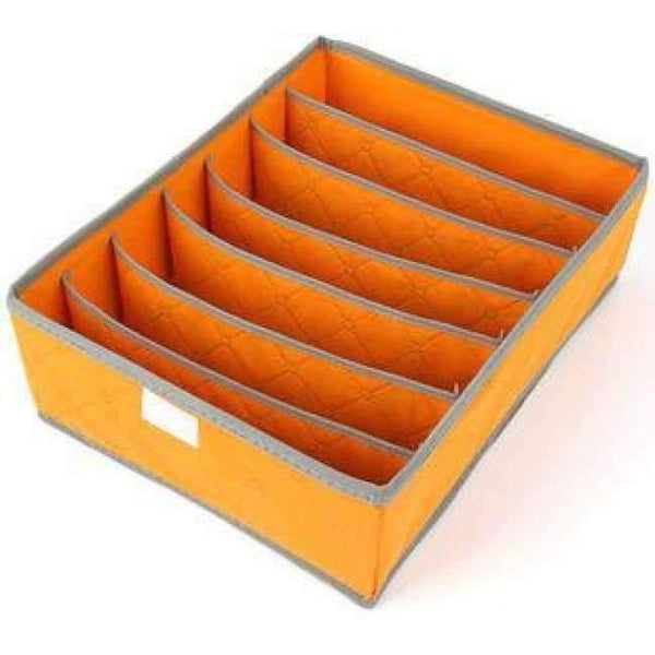 Planet Gates orange 7 grids Underwear organization Non-woven foldable storage box for bra socks underwear storage various grid home organizer