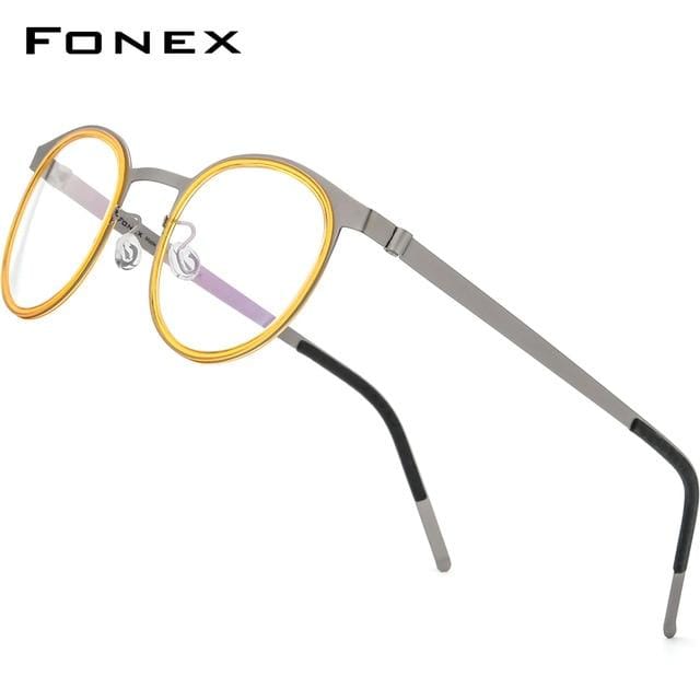 Planet Gates Acetate Alloy Glasses Frame Men Women Vintage Round Myopia Optical Frames Prescription Eyeglasses Screwless Eyewear 98625