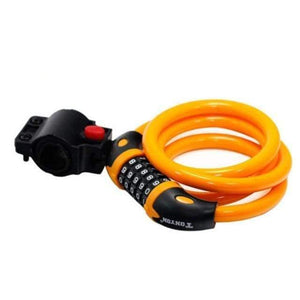 Planet Gates Orange Bike Lock 5 Digit Code Combination Bicycle Security Lock 1200 mm x 12 mm Steel Cable Spiral Bike Cycling Bicycle Lock