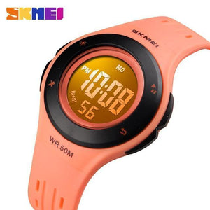 Planet Gates Orange Children Watch Boys Girls LED Digital Sports Watches Plastic Kids Alarm Date Casual Watch Select Gift for kid SKMEI 2018