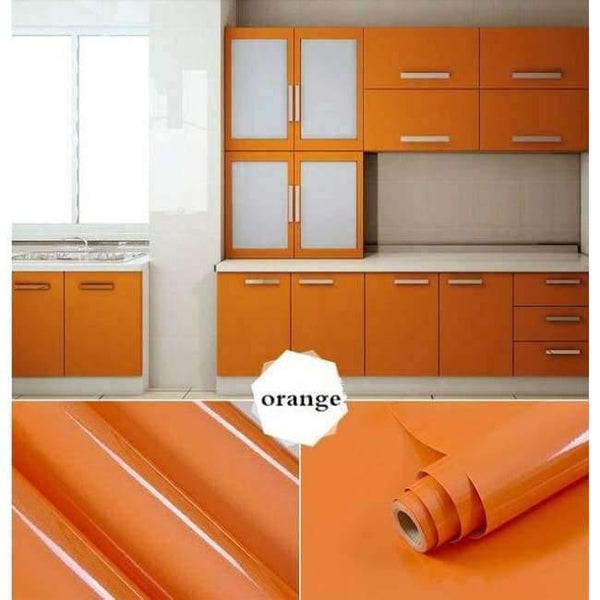 Planet Gates orange / China / 60cmX10m Wallpapers  Vinyl Stickers Self Adhesive In Rolls 3M/5M/10M Modern Multi-Color Kitchen Cabinet PVC For Kitchen Renovate