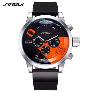 Planet Gates Orange / China Mens Watches Top Luxury Brand Men Rubber Sports Watches SINOBI Men's Quartz Chronograph Clock Waterproof Military Wrist Watch