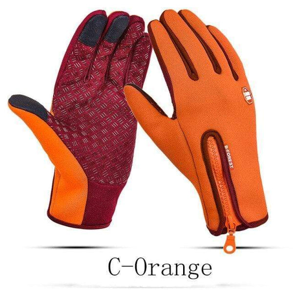 Planet Gates Orange / China / S Man Winter Skiing Gloves Touch Screen Waterproof Warm Fashion Windproof Cycling Zipper Outdoor Sports Gloves