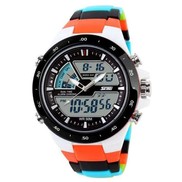Planet Gates Orange Color Band SKMEI Sports Watches Men Fashion Casual Digital Quartz Wristwatches Alarm 30M Waterproof Military Chrono Relogio Masculino 1016