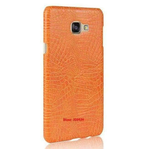 Planet Gates Orange Crocodile Snake Pattern Hard PC PU Leather Lether Phone Etui Coque Case For Samsung Galaxy A510 A5 2016 5.2 A510F A 510F