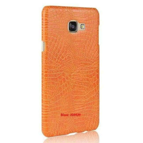 Planet Gates Orange Crocodile Snake Pattern Hard PC PU Leather Lether Phone Etui Coque Case For Samsung Galaxy A510 A5 2016 5.2 A510F A 510F