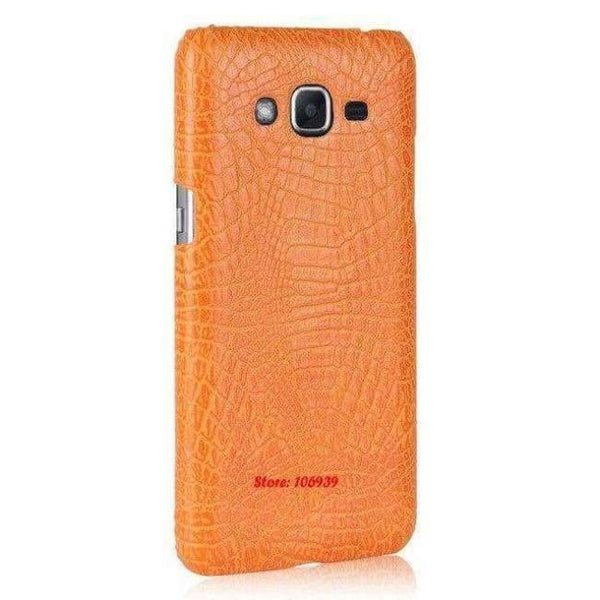 Planet Gates Orange Crocodile Snake Pattern Hard PC PU Leather Lether Phone Etui Coque Case For Samsung Galaxy J2 Prime G532 5.0 Pink Deluxe