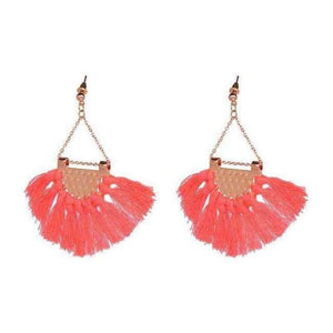 Planet Gates Orange Fan shaped Cotton Tassels Bohemia Earrings For Women Ethnic Jewelry Big Dangle Earrings Handmade Fringe Pendientes