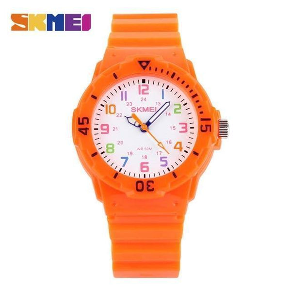 Planet Gates Orange Fashion Casual Children Watches 50M Waterproof Quartz Wristwatches Jelly Kids Clock  Students Watch