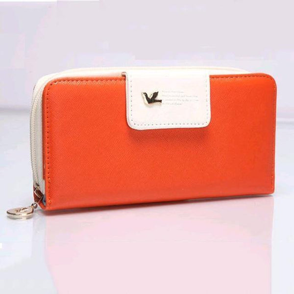 Planet Gates orange Fashion Ladies Purses Brand Wallet Women Long Zipper Coin Purse Women Wallets Pu Leather Card Holder Colorful Clutch Female