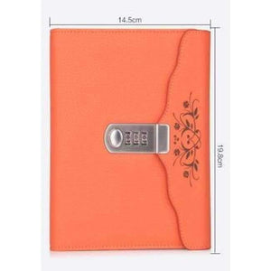 Planet Gates Orange Individual Logo Custom B6 Notebook Writing Pads Lock Password PU Leather Notepad Travelers Office School Diary Binder Gift