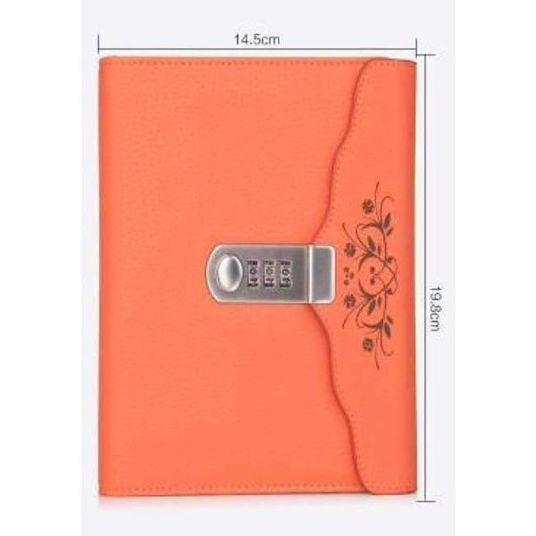 Planet Gates Orange Individual Logo Custom B6 Notebook Writing Pads Lock Password PU Leather Notepad Travelers Office School Diary Binder Gift