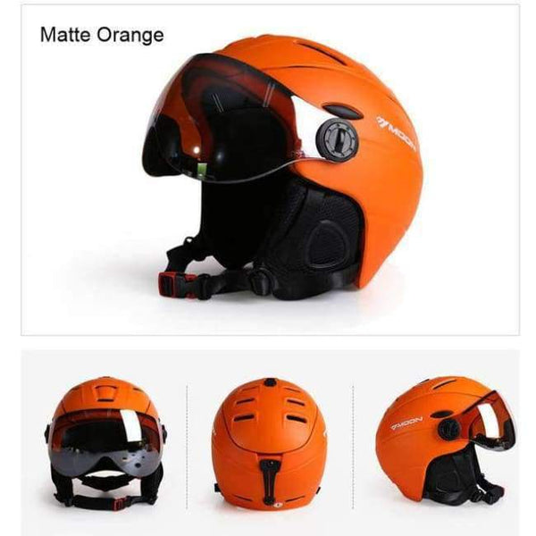 Planet Gates Orange / L(58-61cm) Professional Half-covered CE Certification Ski Helmet Integrally-molded Outdoor Sports Helmets Snowboard Goggles Mask