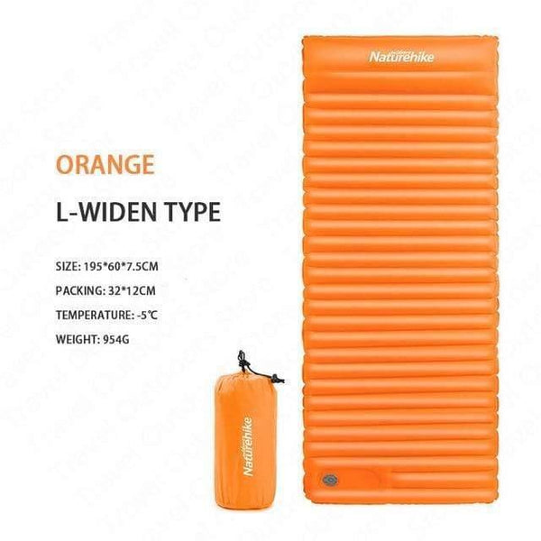 Planet Gates Orange L / China Air Bed 7.5cm Thicken Camping Mat  With Pillow Lightweight Outdoor Tent Sleeping Pad Inflatable Mattress NH18Q001-D
