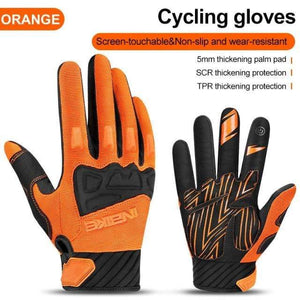 Planet Gates Orange / L Mountain Bike Gloves Autumn Winter Touch Screen Men Women MTB Bicycle Cycling Gloves Full Finger Shockproof Sport Gloves