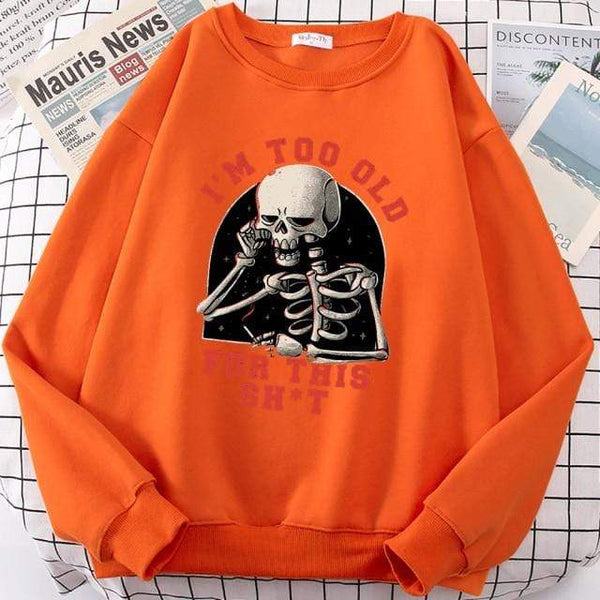 Planet Gates Orange / L Skull Print Hoodie Cartoon Clothing Men's Hoodie Sweatshirt Hip Hop Tracksuit Fashion Streetwear Round Neck Oversized Hoodies