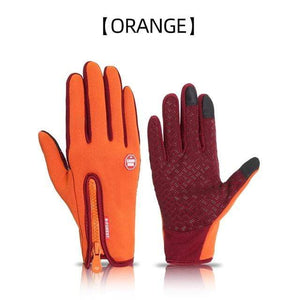 Planet Gates ORANGE / L Winter Warm Cycling Gloves Fitness High-quality Men Women  Windproof Bike Motorcycle Fishing Gloves Full Finger Touchscreen Ski