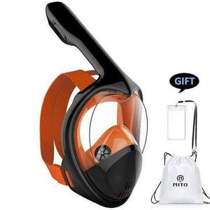 Planet Gates Orange LXL Full Face Snorkeling Masks Panoramic View Anti-fog Anti-Leak Swimming Snorkel Scuba Underwater Diving Mask GoPro Compatible
