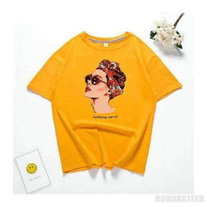 Planet Gates Orange / M Casual Funny T shirt Women Tops Cotton Summer T-Shirt Woman Pink yellow black  2018 new  Round neck avatar printing
