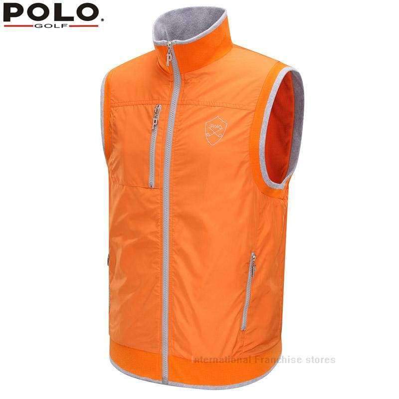 Planet Gates Orange / M POLO Golf Men Warm Vest Thick Velvet Golf Jackets for Men Winter Polyester Waistcoat Windbreaker Vest  Breathable Apparel