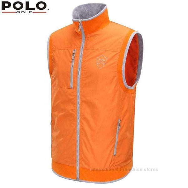Planet Gates Orange / M POLO Golf Men Warm Vest Thick Velvet Golf Jackets for Men Winter Polyester Waistcoat Windbreaker Vest  Breathable Apparel