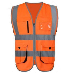 Planet Gates Orange / M Two tone Reflective safety vest  work uniforms workwear hi vis vest with muilti pockets free shipping