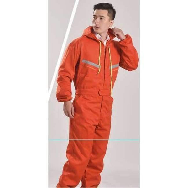 Planet Gates Orange male / S Men Women Coveralls Long Sleeve Hooded Reflective strip Overalls Auto Repair Engineering Spray Paint Workwear Working Uniforms