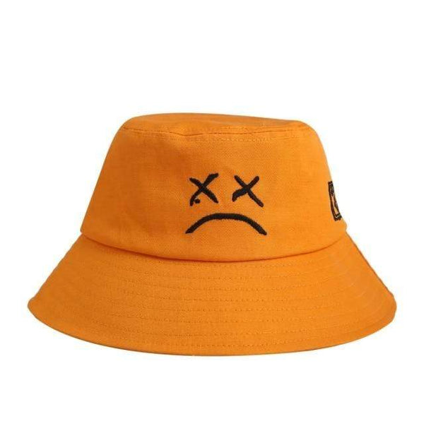 Planet Gates Orange Men Women Bucket Hat Crying Face Embroidery Boonie Hat Solid Color Travel Beach Sun hats Casual Visor Fishman Caps