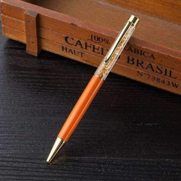 Planet Gates Orange Metal Copper Ballpoint Pen Luxury Brass Gold Foil Drill Ball Pen Sliver Penalty Office School Pencil Writing Supplies 1.0mm