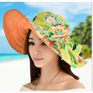 Planet Gates Orange Ms Elastic Waist Chains Bienvenu Womens Large Brim Floppy Foldable Roll up UPF 50+ Beach Sun Hat Fashion Adjustable  outdoor