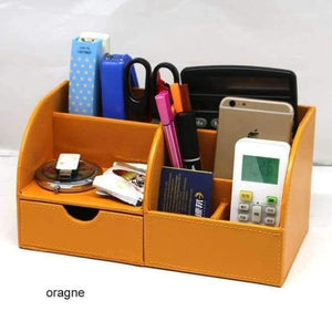 Planet Gates orange Multifunctional Wooden Leather Office Desk Stationery Pen Pencil Holder Case pen box Desktop Organizer accessories 201B