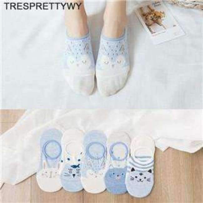 Planet Gates 3 Pairs Anti-Slip Silicone Invisible Socks Women 2018 Sexy Fox Sneaker Summer Socks  Candy Color Happy Ankle Socks