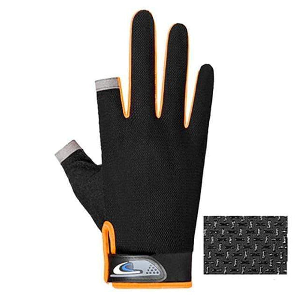 Planet Gates Orange / One Size Summer Cycling Gloves Men Mesh Breathable Thin Fishing Gloves Anti Slip Half Finger Sports Bicycle Gloves