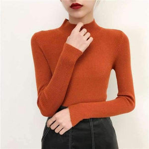 Planet Gates orange / One Size Sweaters And Pullovers 2018 Autumn Turtleneck Jumpers  Casual Knitted Women Tops Long Sleeve Basic Sweaters For Women