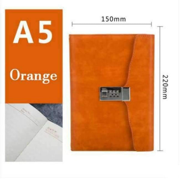Planet Gates orange Paperboat retro A5 notebook logo customize with lock free logo name custom writing pads lockable password diary student gift