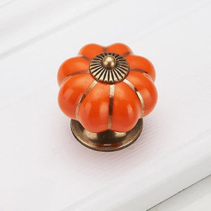 Pumpkin Ceramic Handles 40mm Drawer Knobs Cupboard Door Handles Single Hole Cabinet Handles with screws Furniture Handles