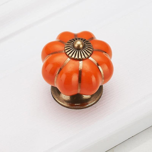 Pumpkin Ceramic Handles 40mm Drawer Knobs Cupboard Door Handles Single Hole Cabinet Handles with screws Furniture Handles