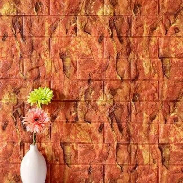 Planet Gates Orange Red / 70cmX77cm Waterproof Foam Brick 3D Wall Panel DIY Self Adhesive Wallpaper For Kids Room Bedroom Wall Decor 3D Brick Living Room Wall Paper